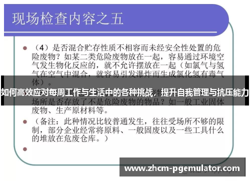 如何高效应对每周工作与生活中的各种挑战,提升自我管理与抗压能力 如何高效应对每周工作与生活中的各种挑战,提升自我管理与抗压能力